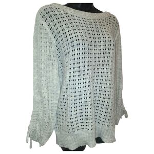 NWT Maurices Open Knit Cream Sweater With Tied Sleeves Large